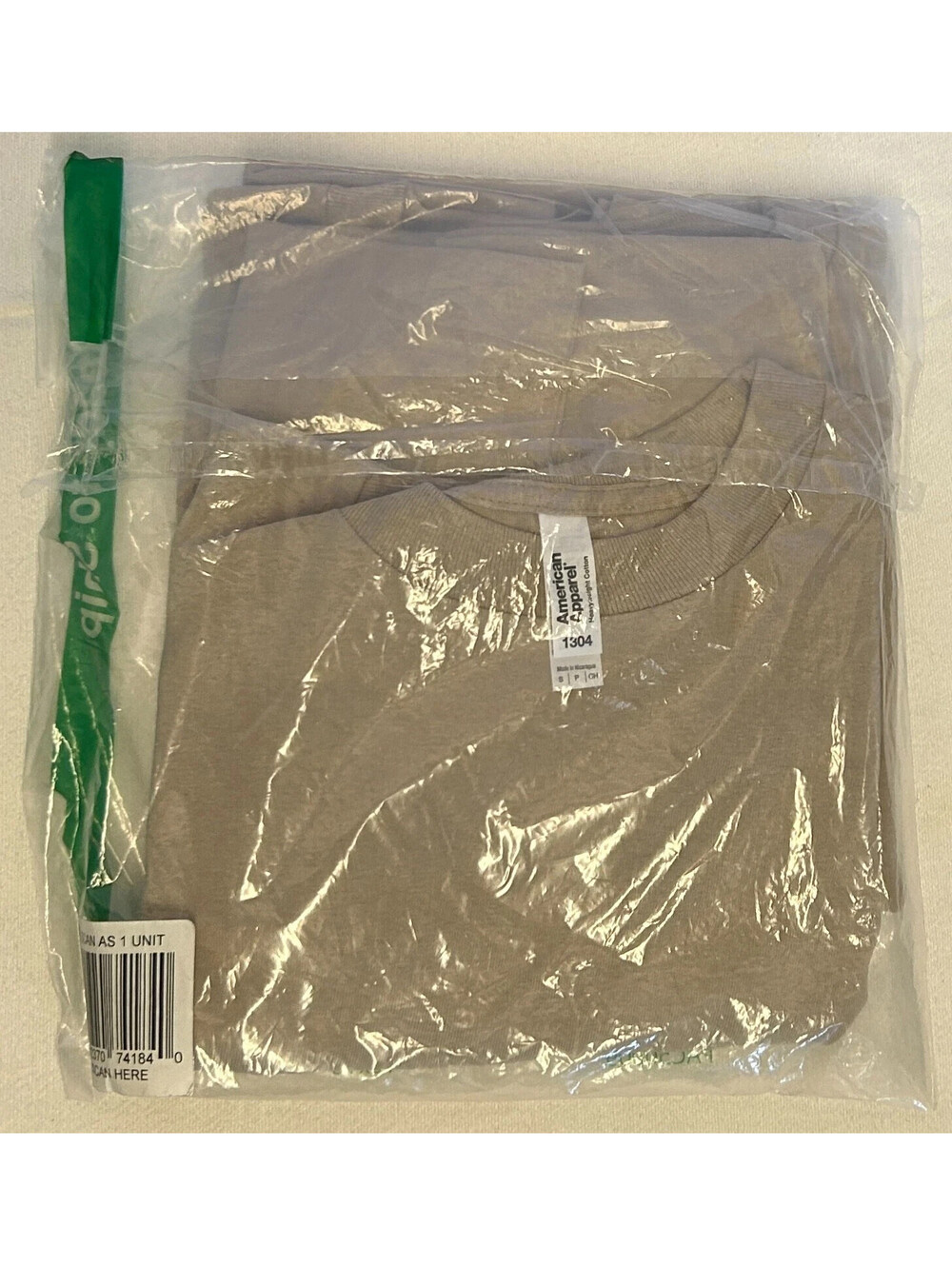 American Apparel AL1304 Adult Small Beige Long-Sleeve T-Shirt New